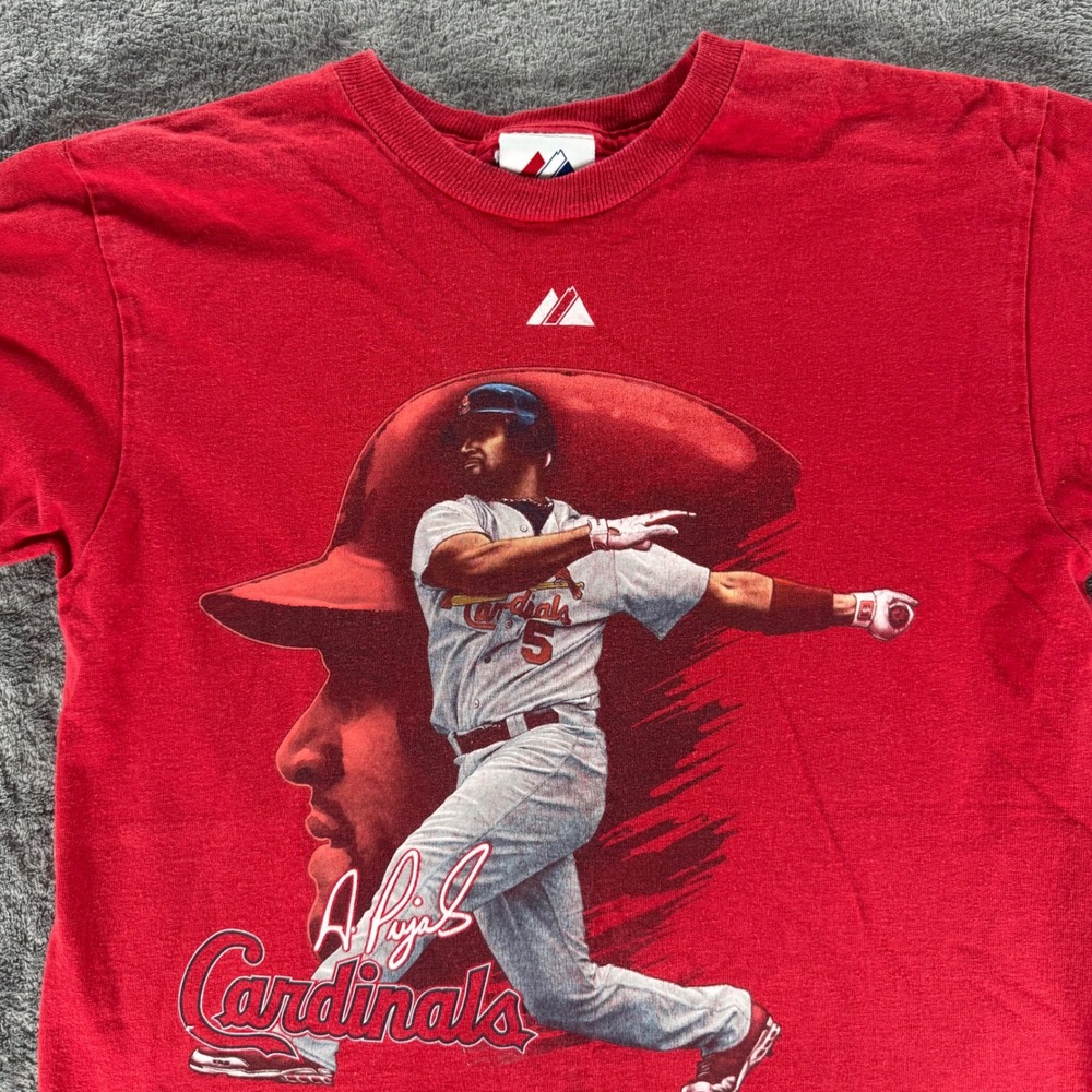 Majestic St. Louis Cardinals T-Shirt Kids Youth Medium Red Albert Pujols 5